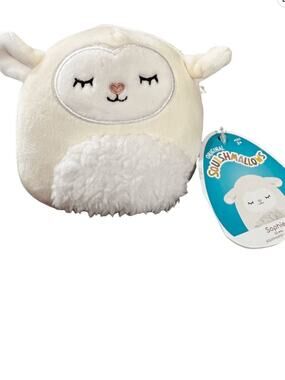 Squishmallows Sophie Plush Lamb - White Cream with Embroidered Face 4.5”